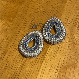 Elegant Blue and Silver Beaded Earrings